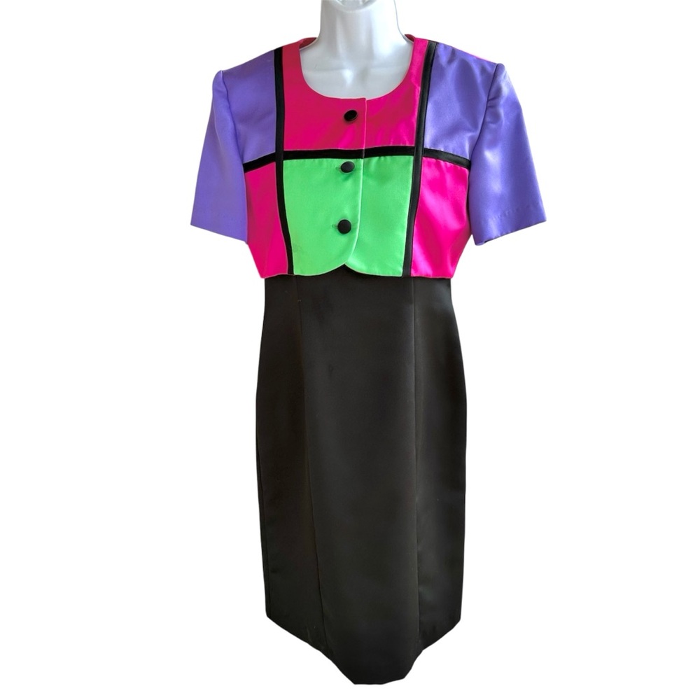Jessica Howard Vintage Color Block 80s Dress